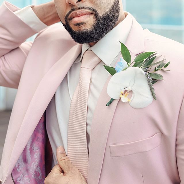 Pink Notched Lapel Mens Suits For Groom Tuxedos Party Prom Tuxedo with 2 Pieces - Image 4