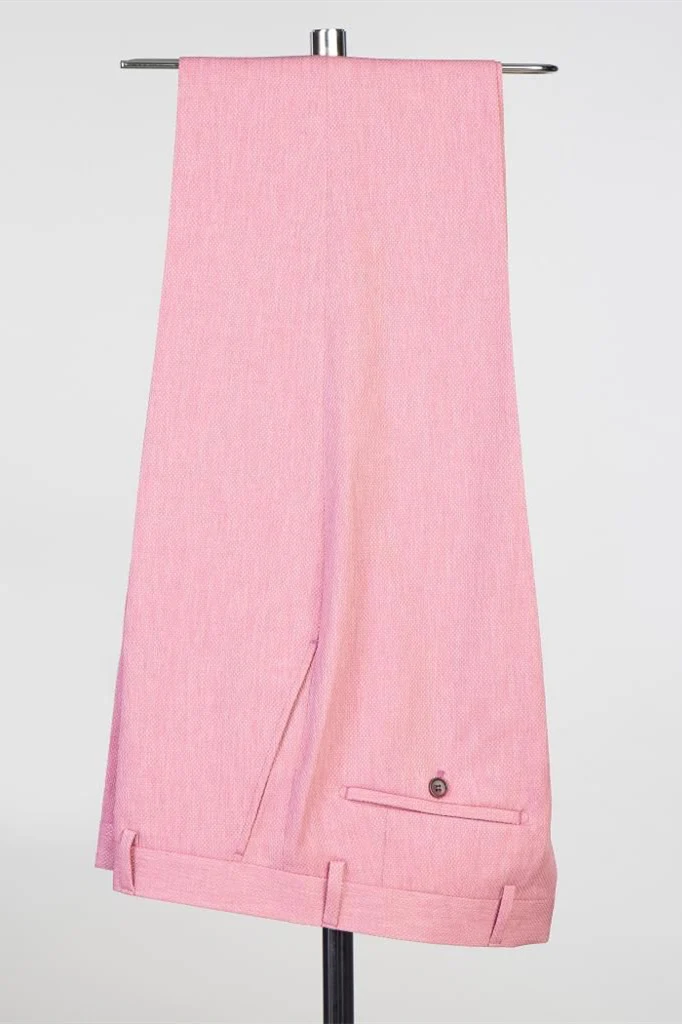 Pink Peaked Lapel Double-Breasted Prom Suit - Image 4