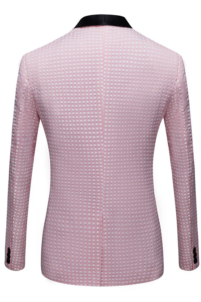 Pink Shawl Lapel Dot Wedding Men Suits Online - Image 2