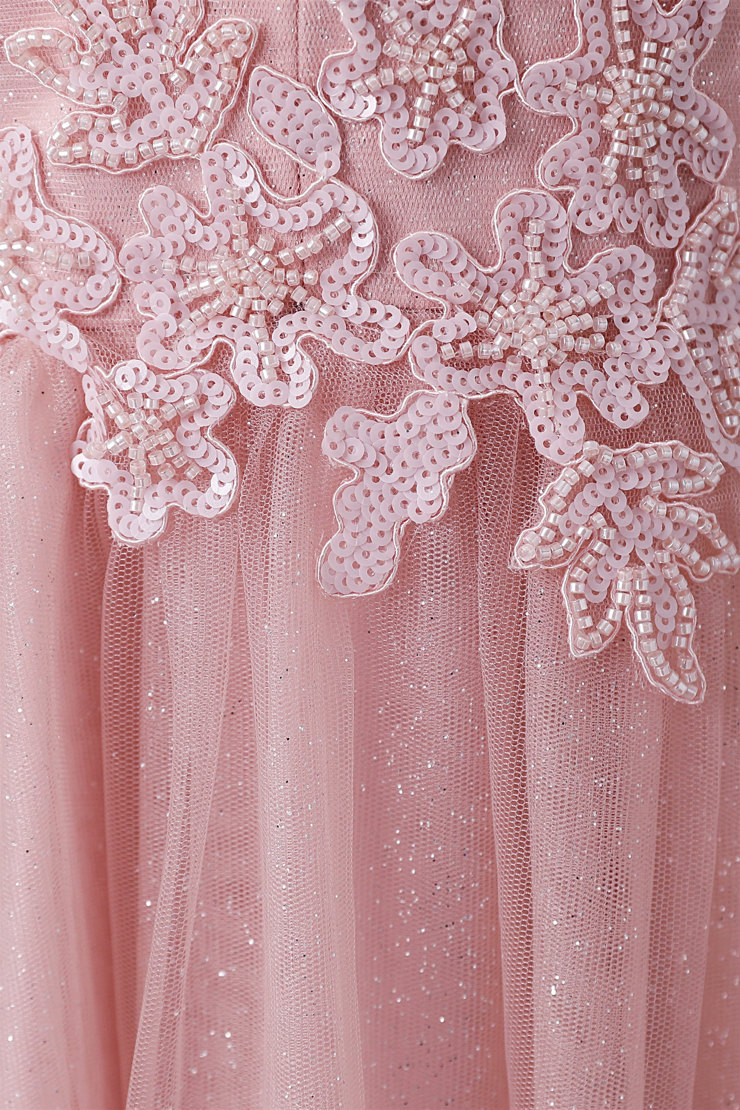 Sleeveless Dusty Pink Luxury Beaded Ball Gown Quince Dresses - Image 5
