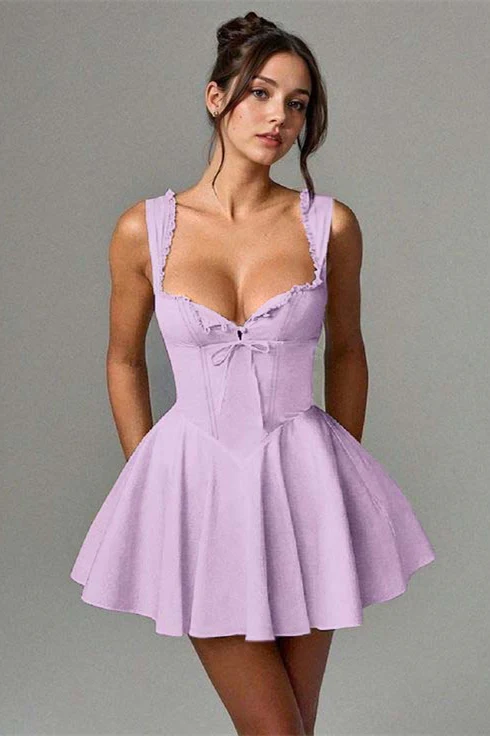 Popular A-Line Straps Sweetheart Homecoming Dress Mini Sleeveless With Pleats Bowknot - Image 3