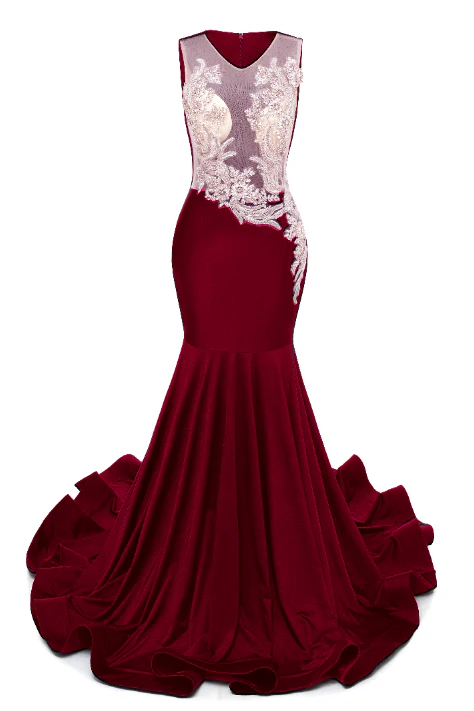 Portrait Trumpet Sweep Train Sleeveless Beading Evening Dress - Image 10