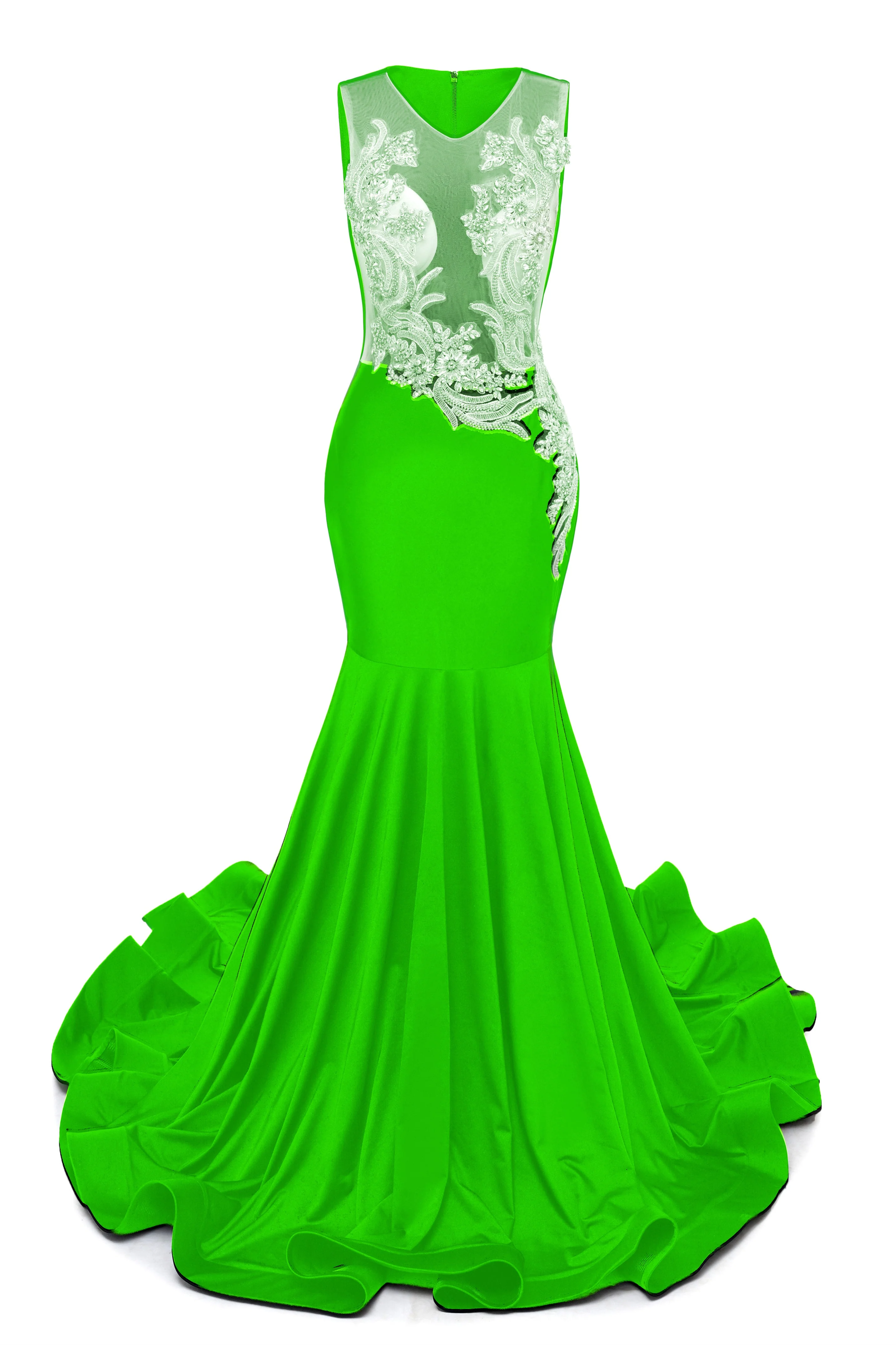 Portrait Trumpet Sweep Train Sleeveless Beading Evening Dress - Image 11