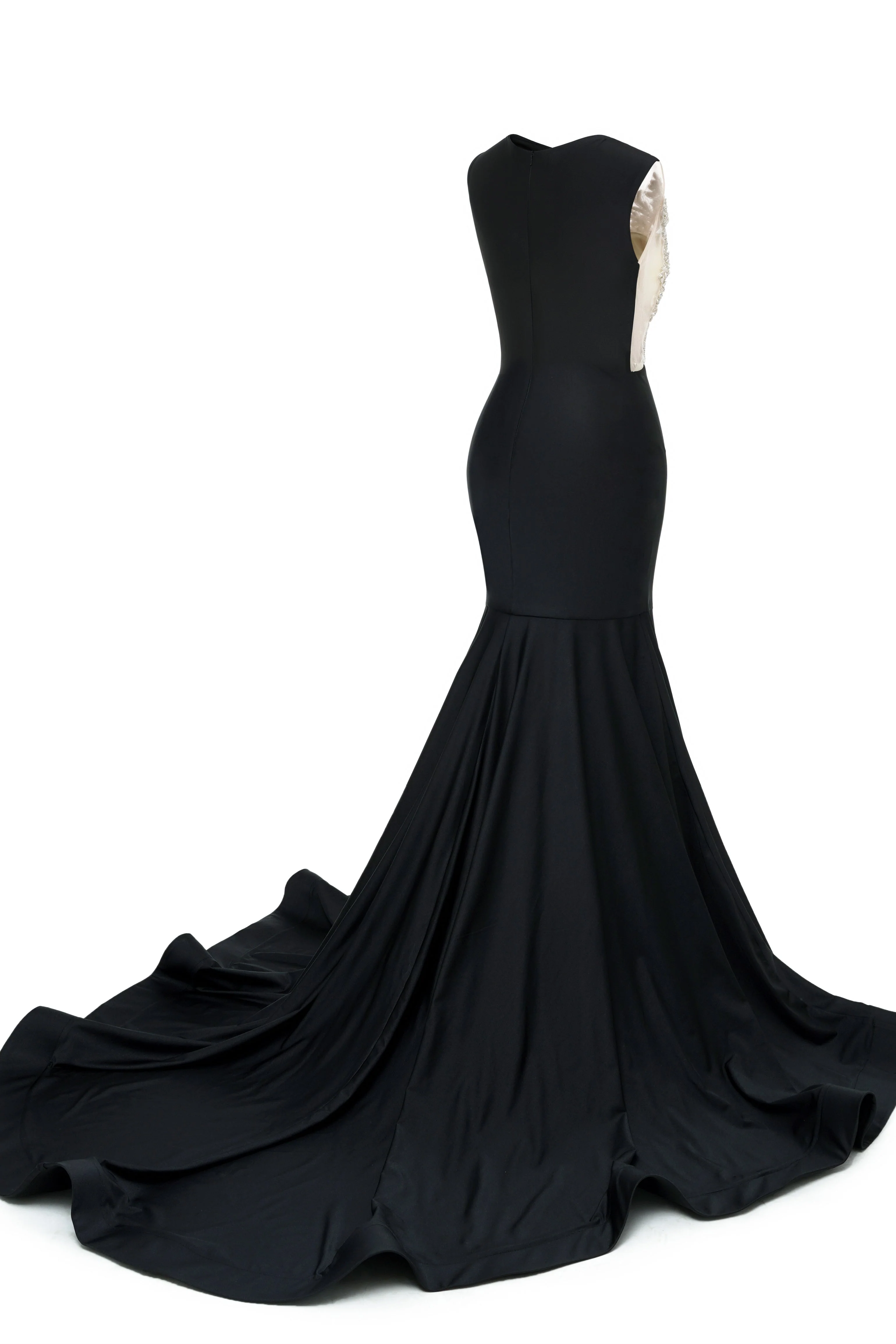 Portrait Trumpet Sweep Train Sleeveless Beading Evening Dress - Image 2