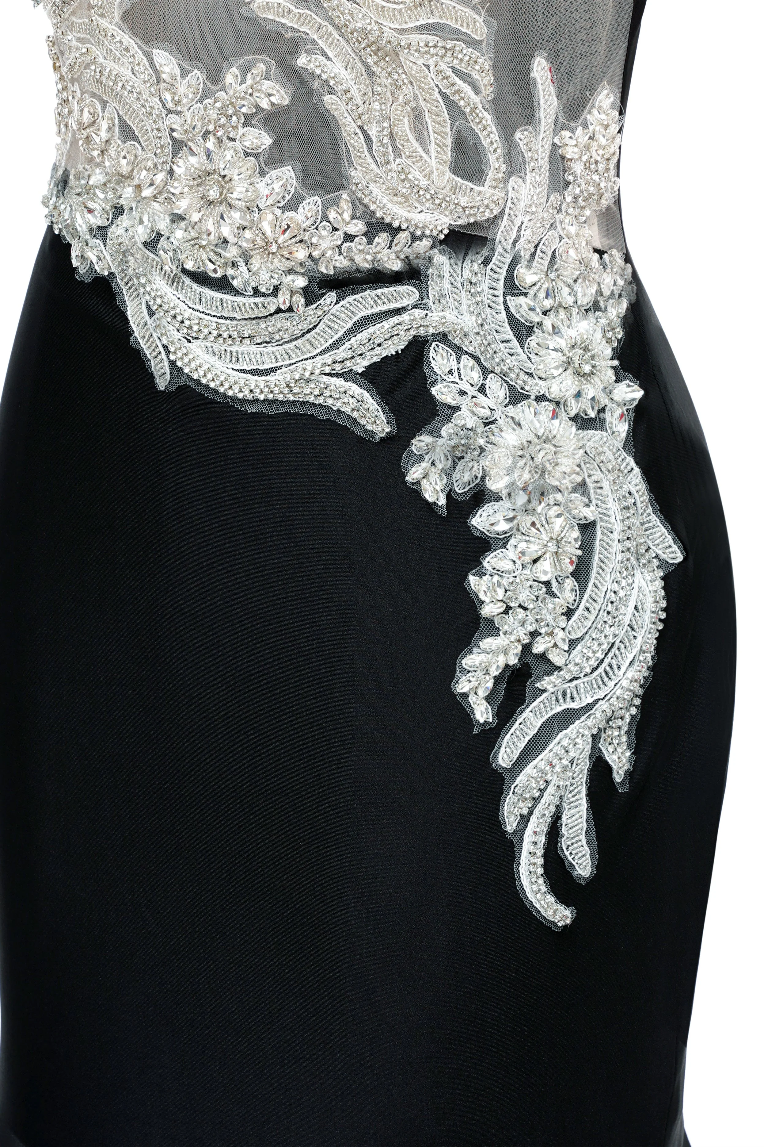 Portrait Trumpet Sweep Train Sleeveless Beading Evening Dress - Image 5