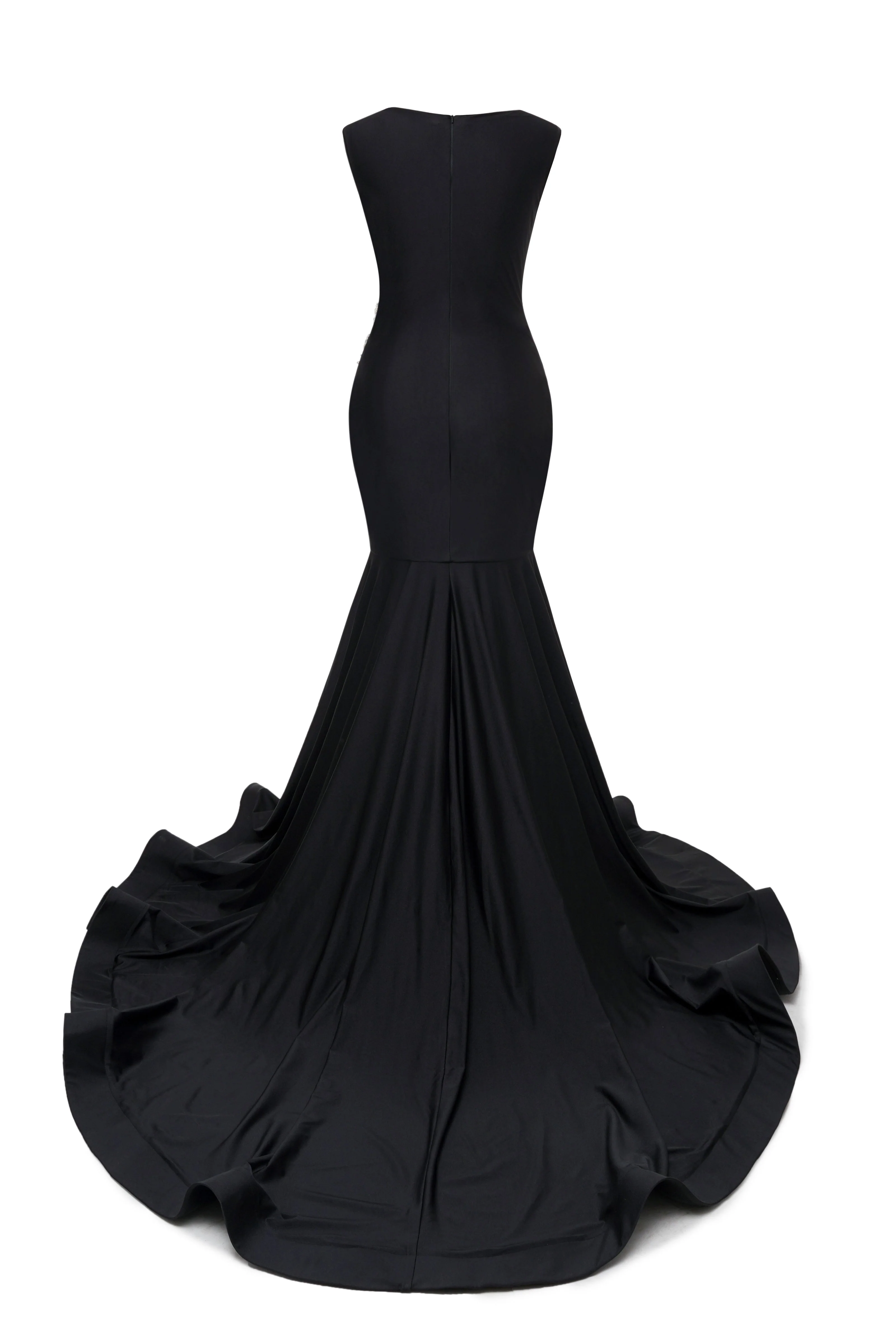 Portrait Trumpet Sweep Train Sleeveless Beading Evening Dress - Image 9