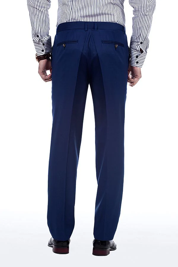 Premium Peak Lapel Navy Blue Three Piece Suits for Men with Double Breasted Vest - Image 10