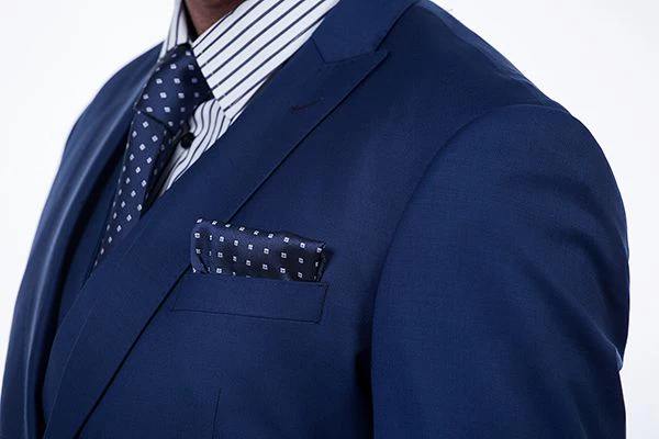Premium Peak Lapel Navy Blue Three Piece Suits for Men with Double Breasted Vest - Image 6