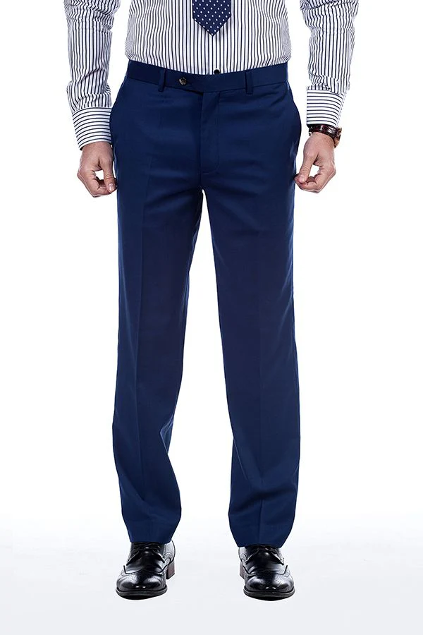 Premium Peak Lapel Navy Blue Three Piece Suits for Men with Double Breasted Vest - Image 9