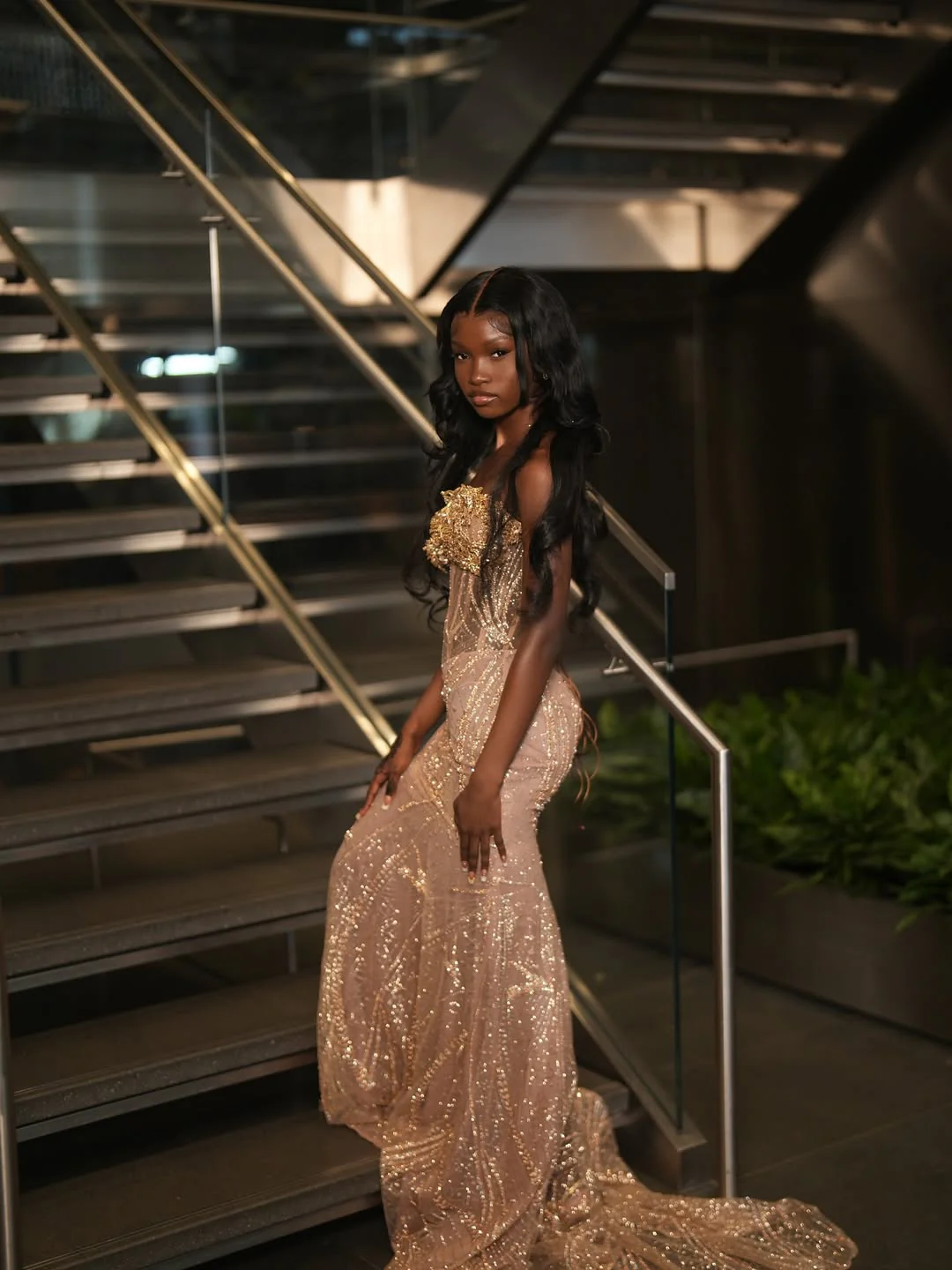 Pretty Gold Sweetheart Strapless Sleeveless Mermaid Prom Dresses Gem Column With Beads - Image 2