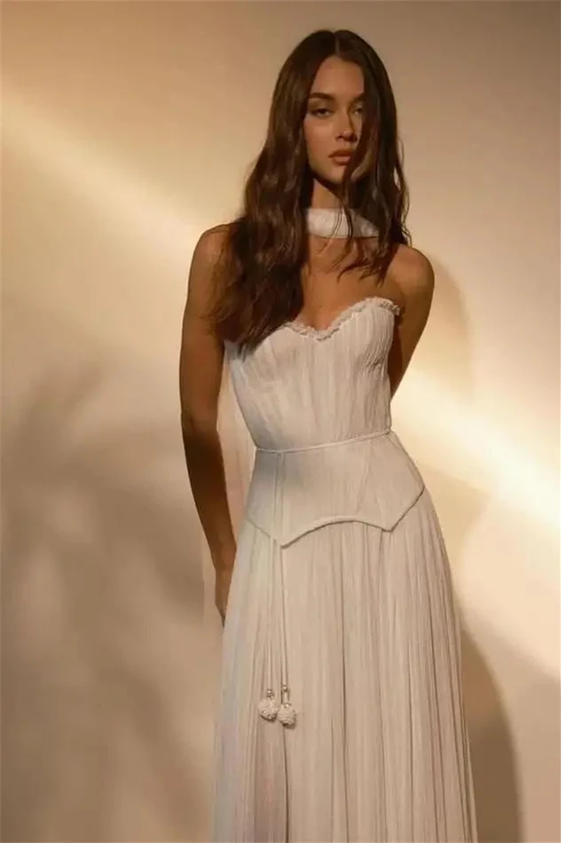 Pretty Sweetheart Strapless Sleeveless A-Line Prom Dress Long Pleats With Lace-Up Back - Image 4