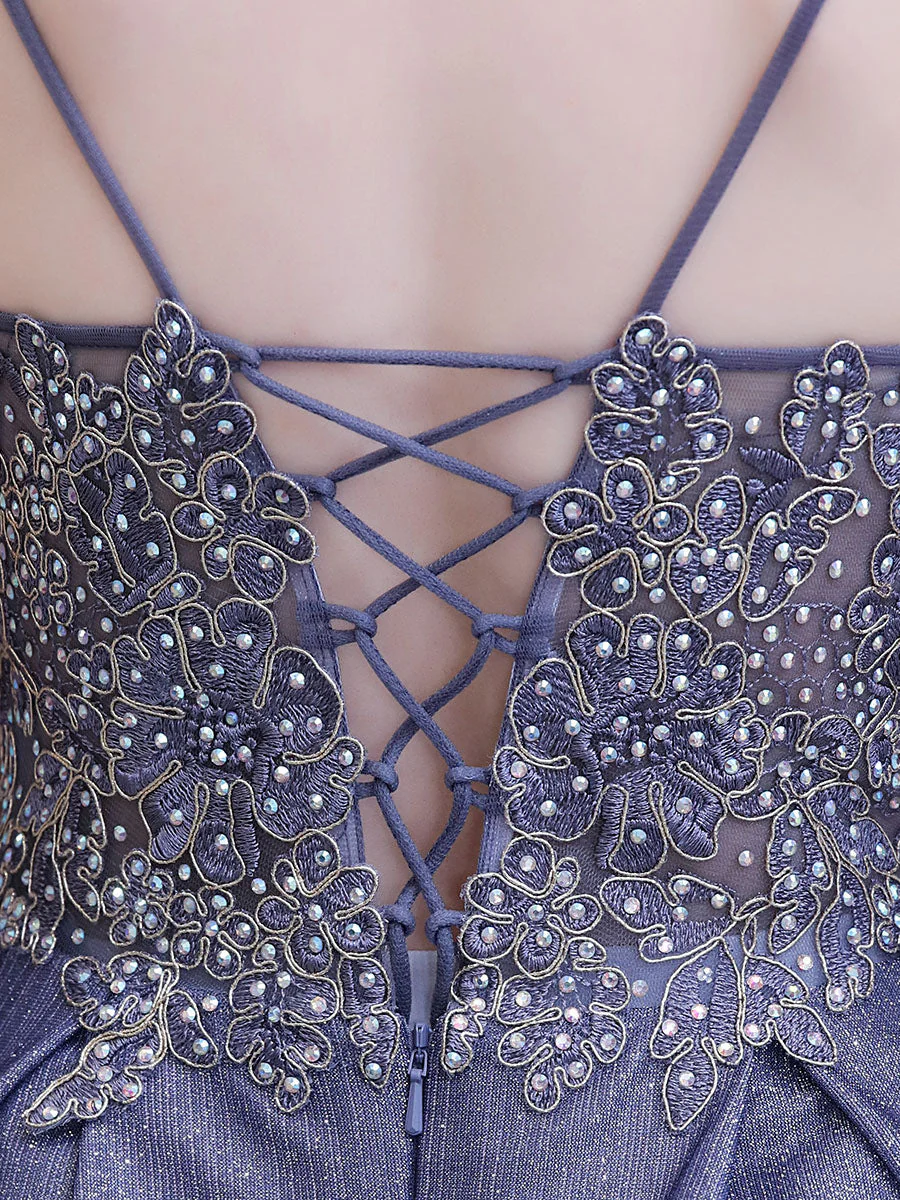 Glamorous evening dress A Line Sweetheart Neck Straps Sleeveless Metallic Gradient Color Floor Length Formal Party Dresses - Image 10