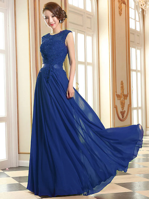 Eleagnt Evening Dresses Soft Pink Lace Applique Evening Dresses Chiffon Sleeveless Sash Floor Length Formal Gowns - Image 10