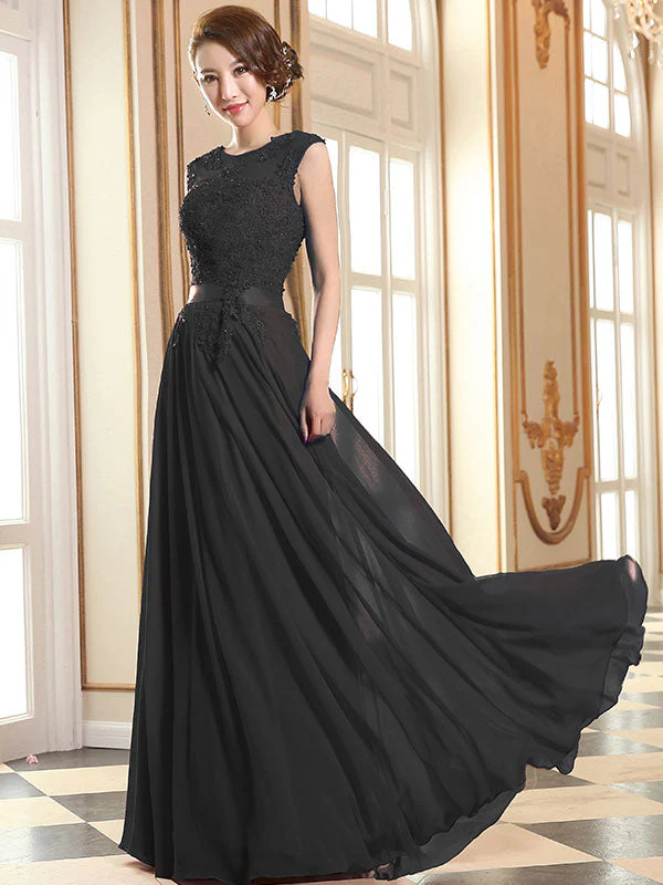 Eleagnt Evening Dresses Soft Pink Lace Applique Evening Dresses Chiffon Sleeveless Sash Floor Length Formal Gowns - Image 16