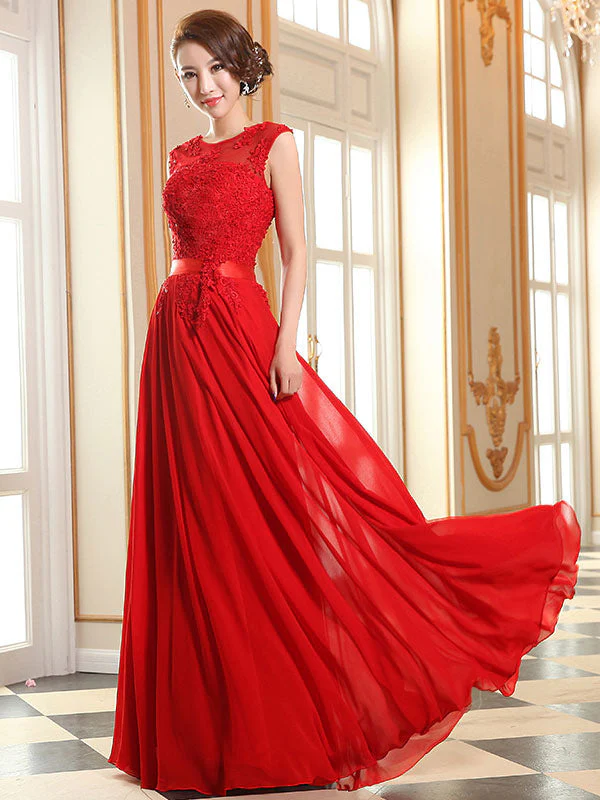 Eleagnt Evening Dresses Soft Pink Lace Applique Evening Dresses Chiffon Sleeveless Sash Floor Length Formal Gowns - Image 17