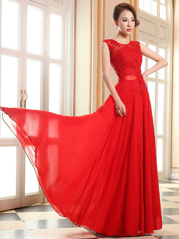 Eleagnt Evening Dresses Soft Pink Lace Applique Evening Dresses Chiffon Sleeveless Sash Floor Length Formal Gowns - Image 18