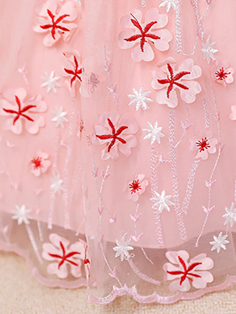 Purple Jewel Neck Cotton Tulle Sleeveless Short A-Line Embroidered Kids Party Dresses - Image 6