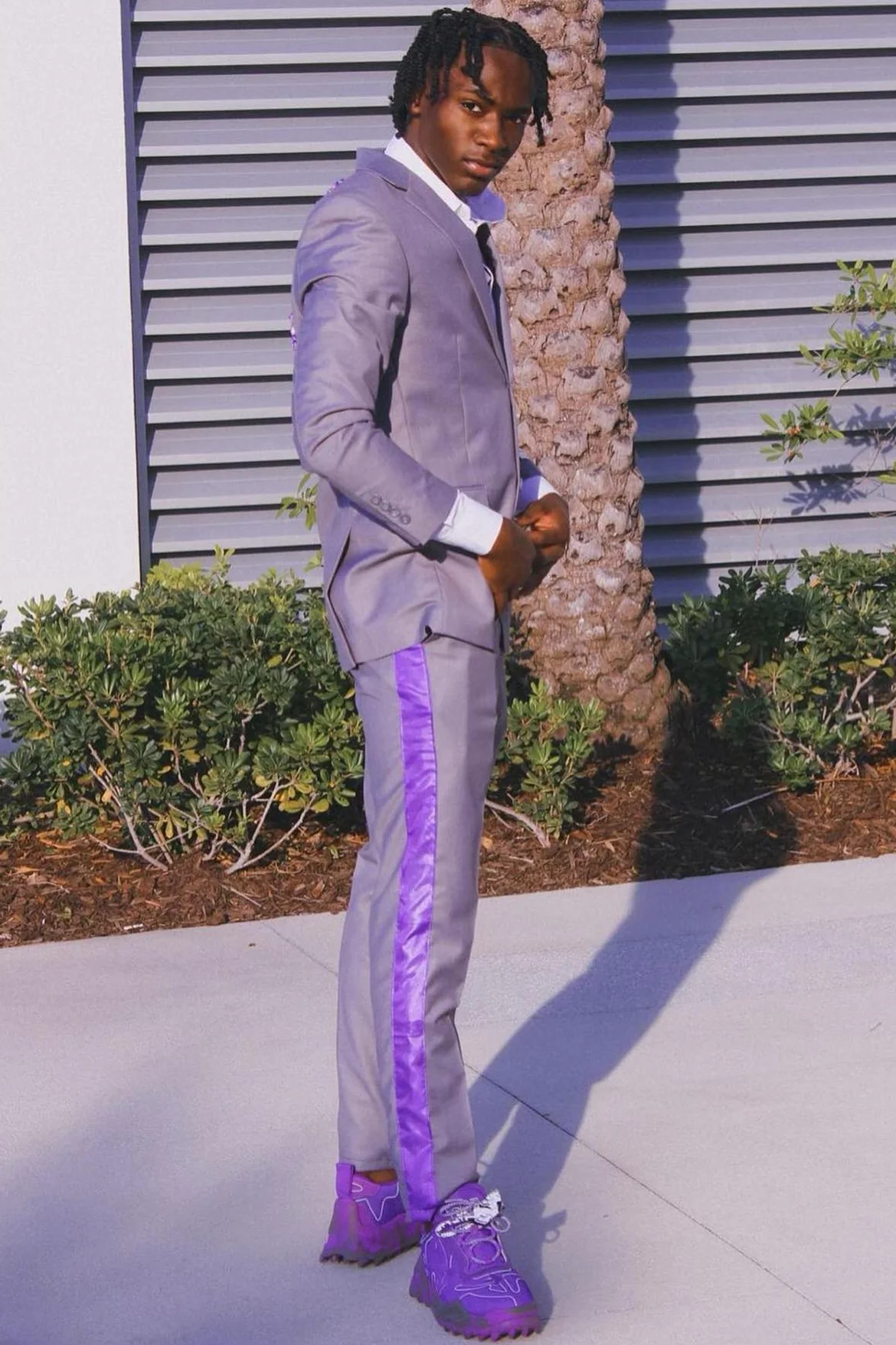 Purple Notched Lapel Bespoke Prom Suit - Image 2