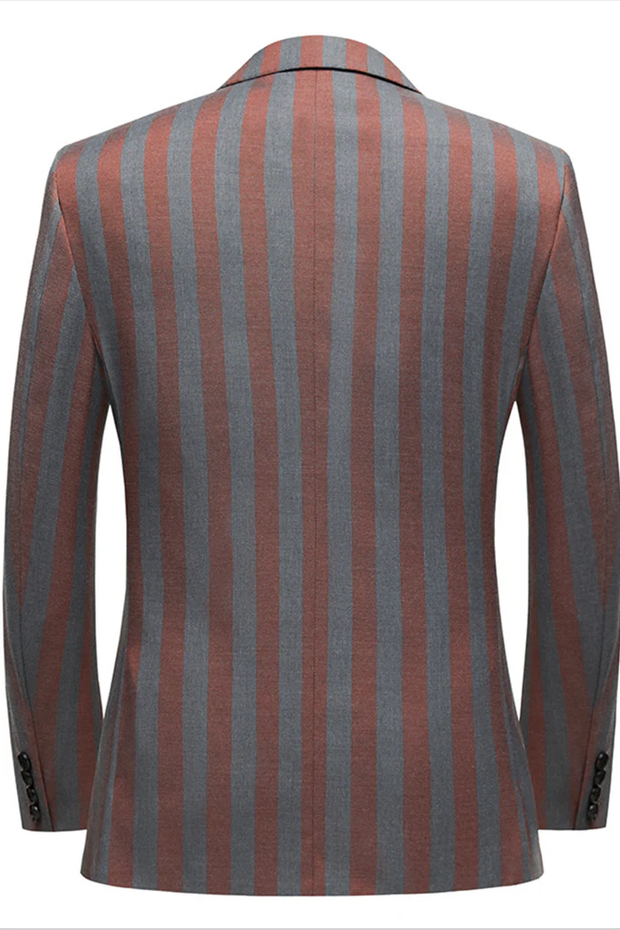 Red and Gray Stripes Formal Men's Suits New Arrival Double Breasted Prom Suits - Image 2