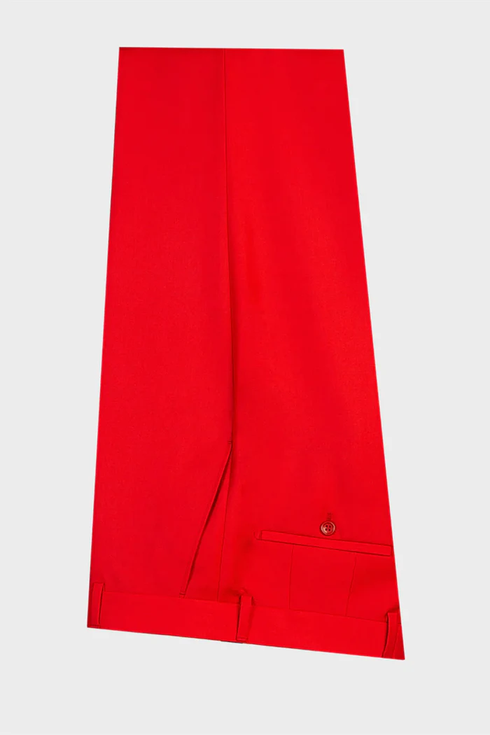 Red Peaked Lapel Double-Breasted Prom Suit - Image 3