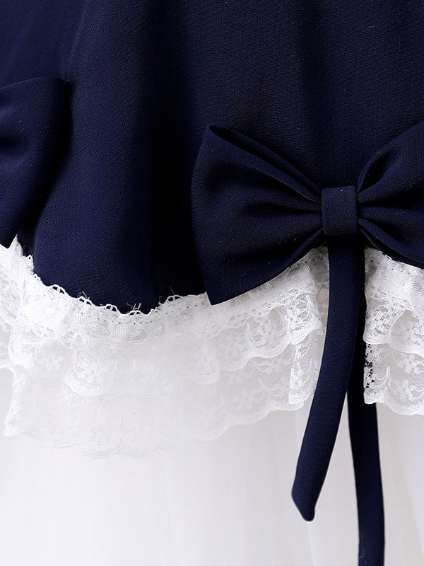 Red Square Neck Short Sleeves Ankle-Length Princess Tulle Flowers Kids Party Dresses - Image 8