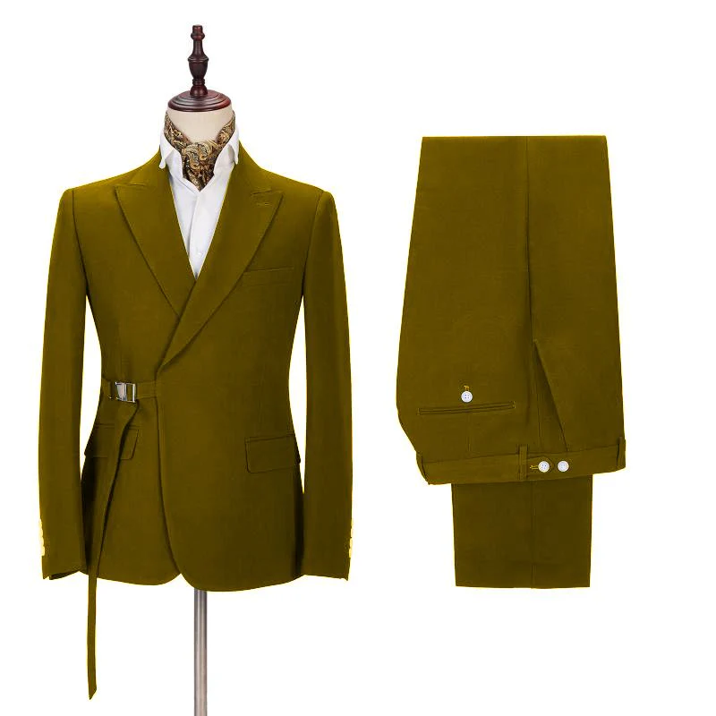 Elegant Classic Slim Fit Peaked Lapel Two Pieces Men Suits - Image 2