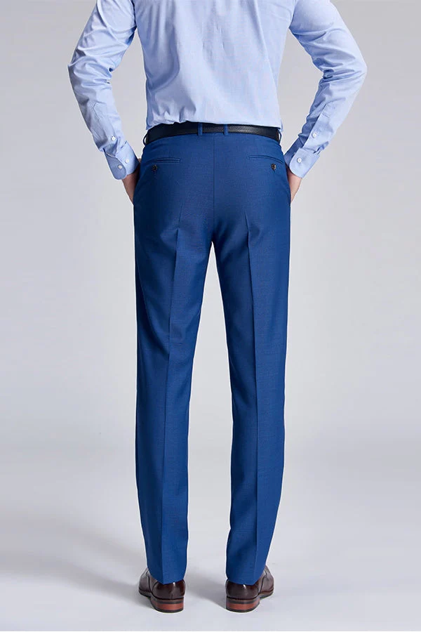 Romantic Plaid Royal Blue Mens Suits for Business - Image 5