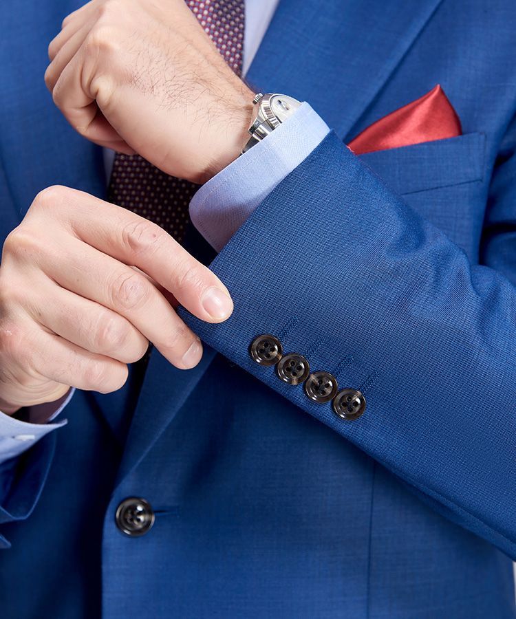 Romantic Plaid Royal Blue Mens Suits for Business - Image 8
