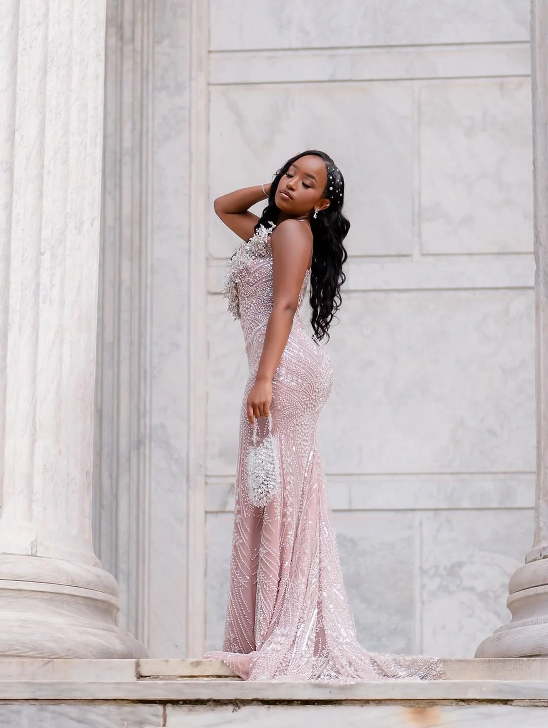 Romantic Strapless Sleeveless Mermaid Prom Dresses Column Gem With Lace-Up Back - Image 5