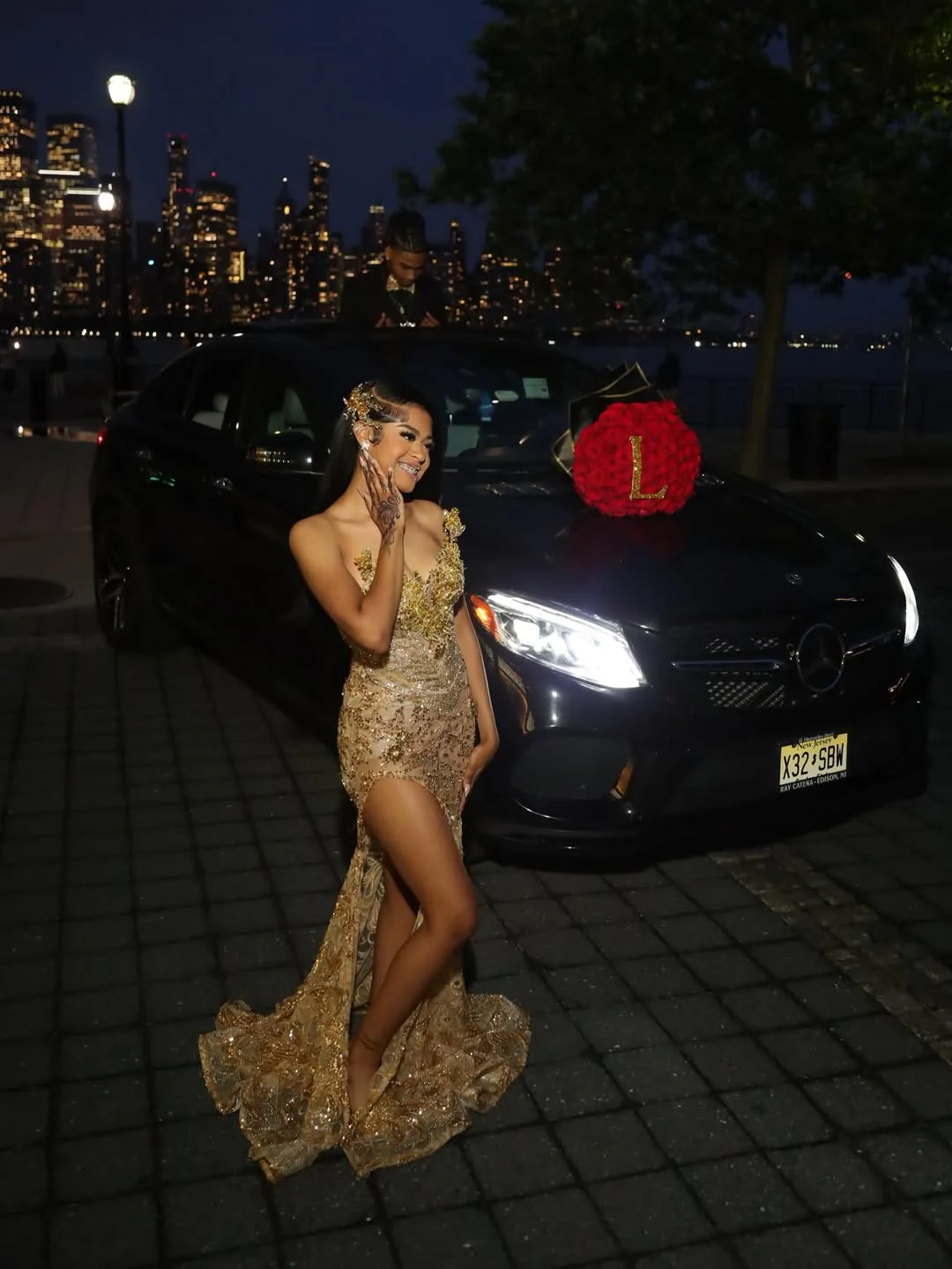 Romantic V-Neck Strapless Sleeveless Mermaid Prom Dresses Sheath Gem With High Split - Image 6