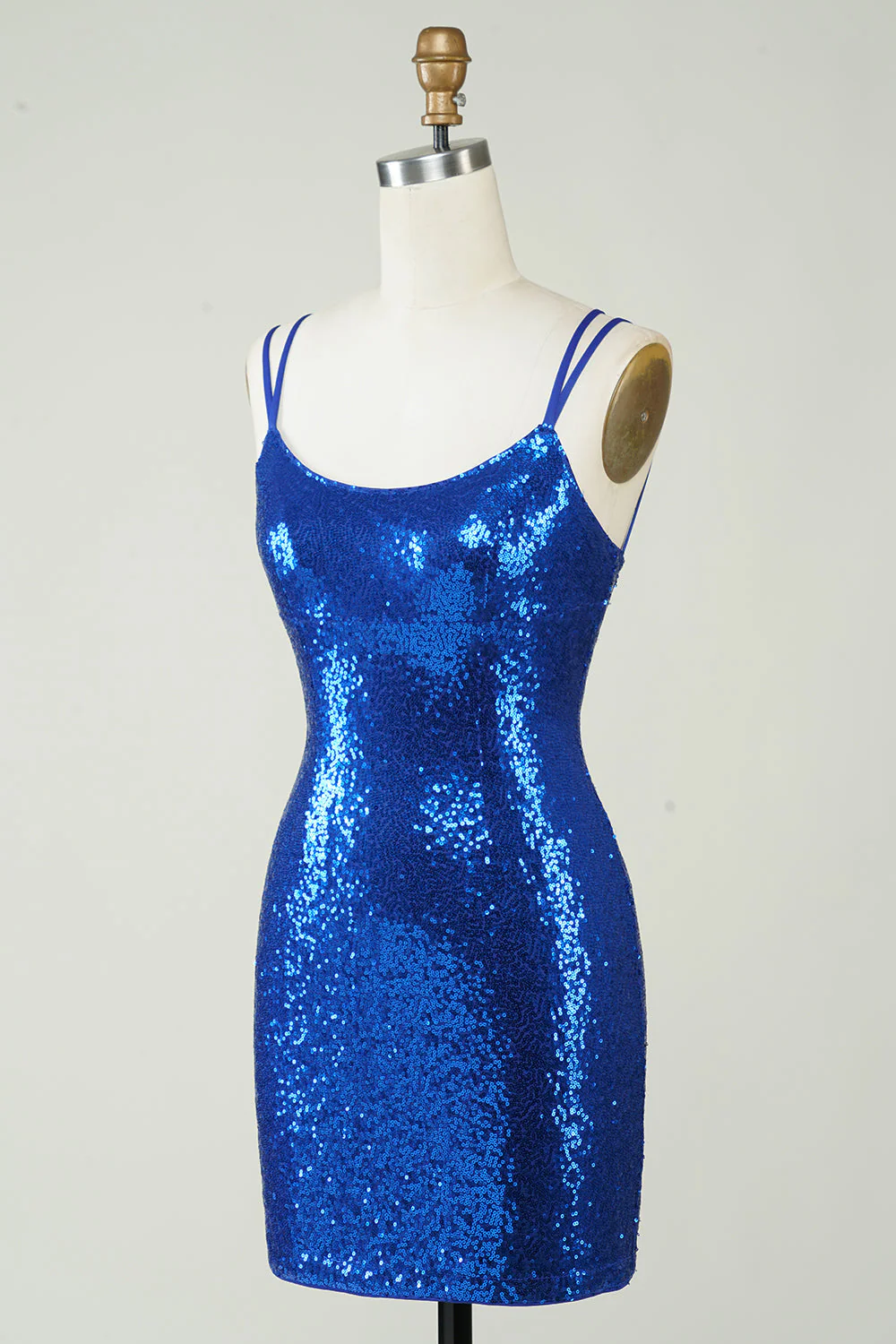 Elegant Royal Blue Sequined Backless Tight Homecoming Dress - Image 3