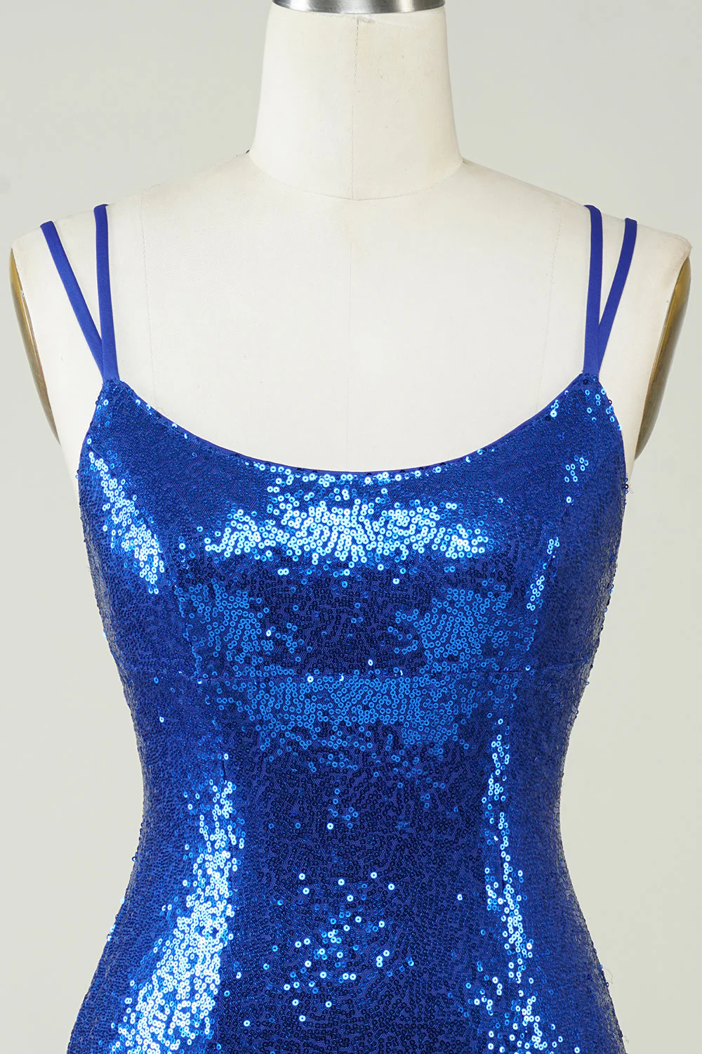 Elegant Royal Blue Sequined Backless Tight Homecoming Dress - Image 4
