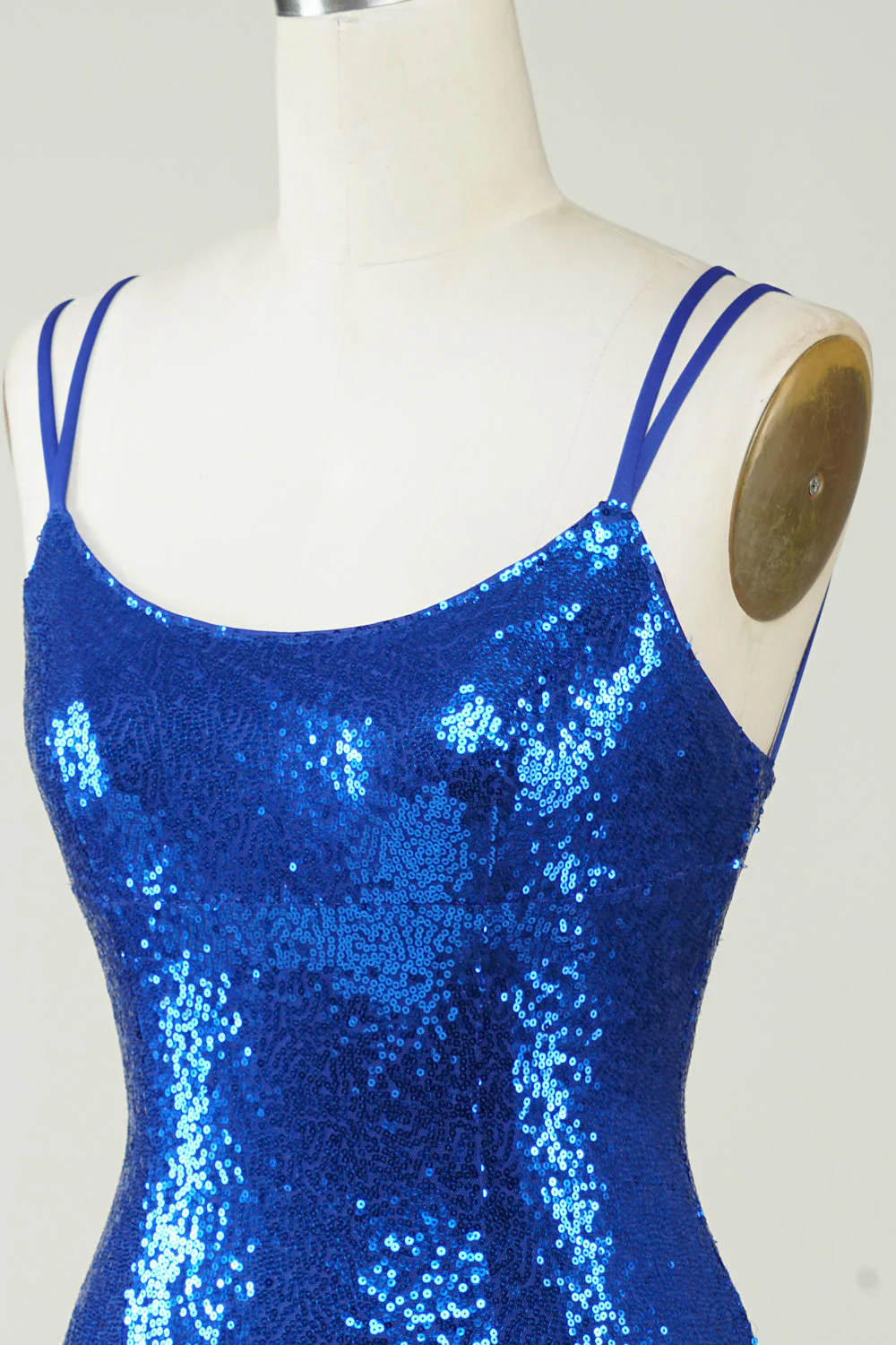Elegant Royal Blue Sequined Backless Tight Homecoming Dress - Image 6