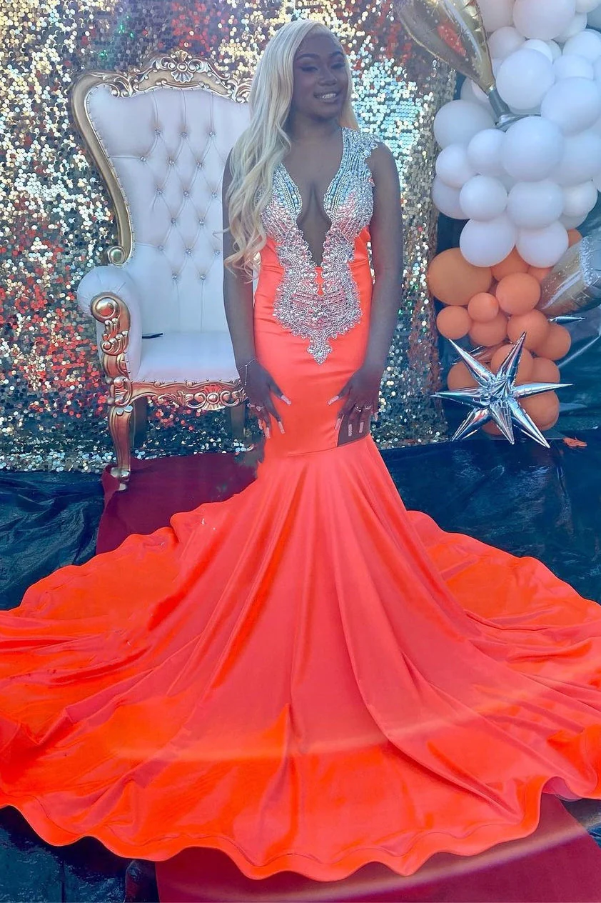 Ruby Cutout Mermaid Court Train Silver Sequined Prom Dresses - Image 3