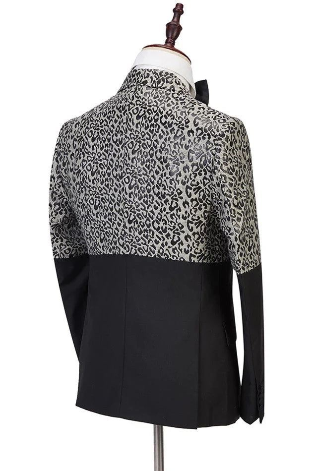 Classy Leopard Print Black Double Breasted Men Suits - Image 4