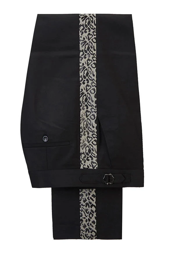 Classy Leopard Print Black Double Breasted Men Suits - Image 5