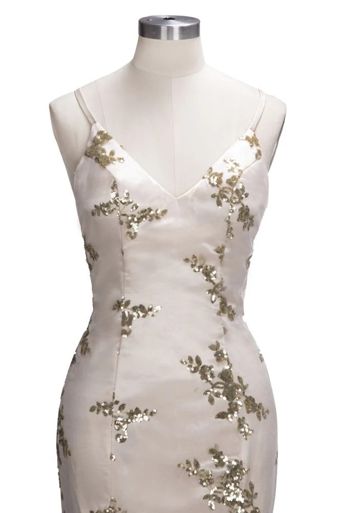 SAGE Mermaid V-neck Spaghetti Floor-length Crystal Beads Prom Dresses - Image 9