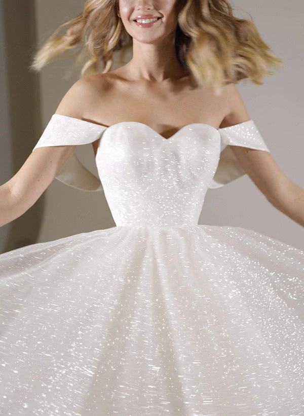 Sequin Sleeveless Short Elegant Sweetheart Chic A-line Wedding Dresses - Image 5