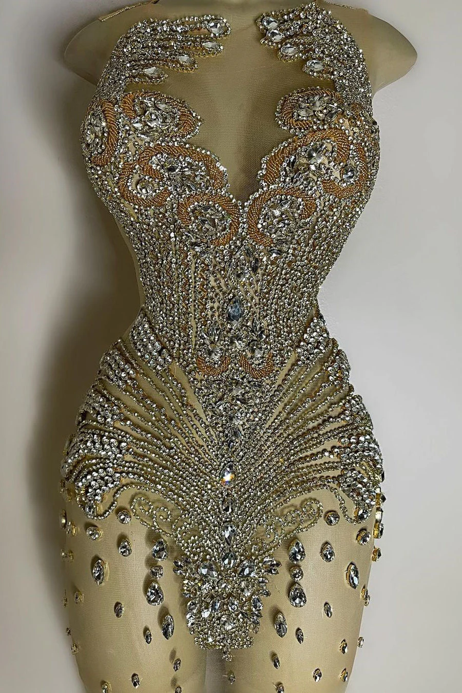 Sequined Mermaid Jewel Jersey Beading Sleeveless Mini Rhinestone Party Dress - Image 3