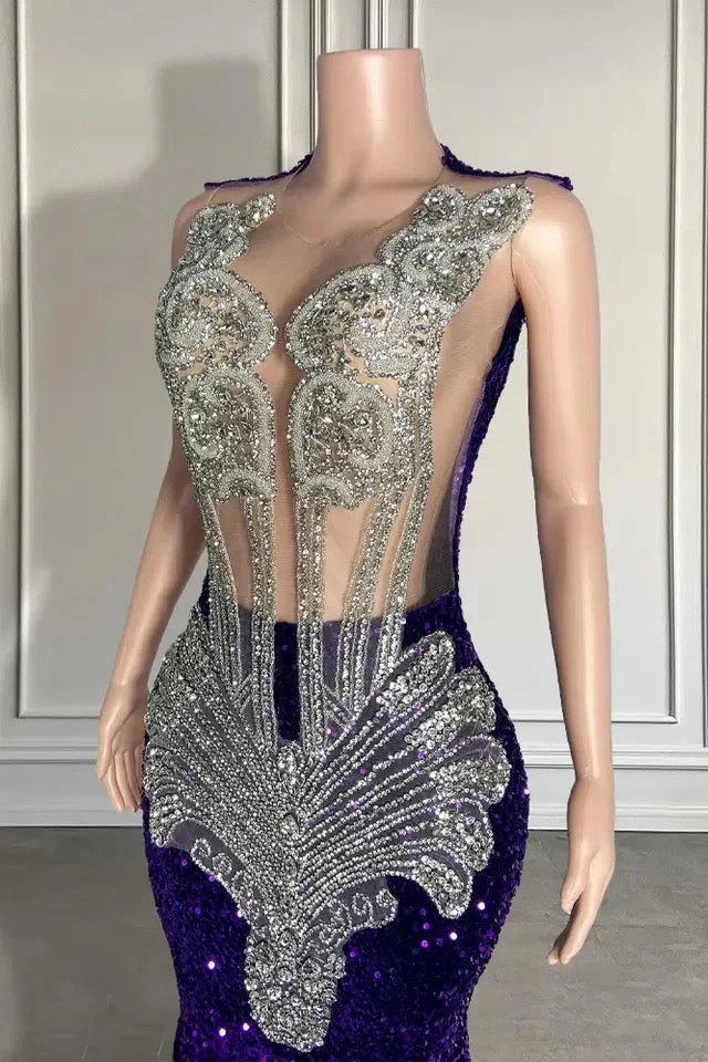 Sequined Sleeveless Mermaid Prom Dress with Beadings - Image 5