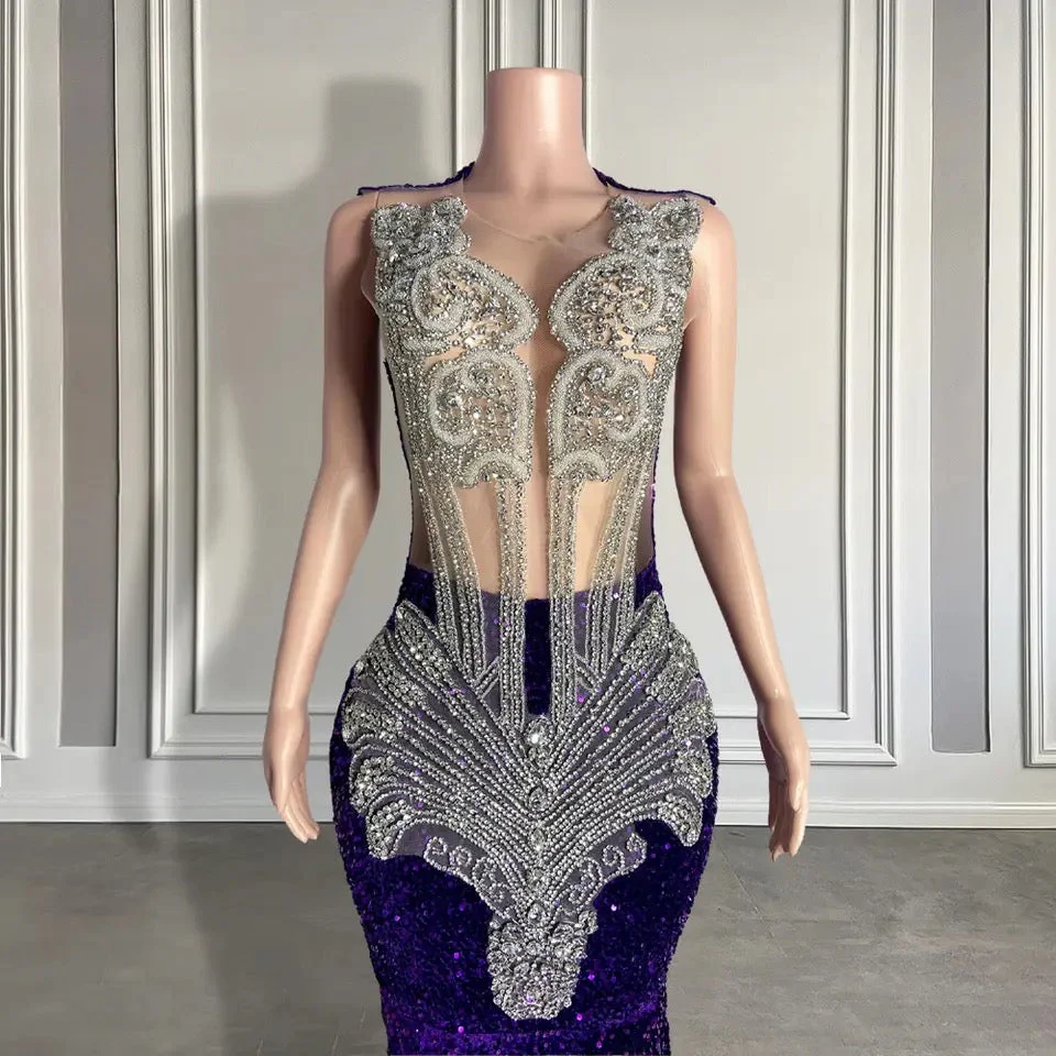 Sequined Sleeveless Mermaid Prom Dress with Beadings - Image 6