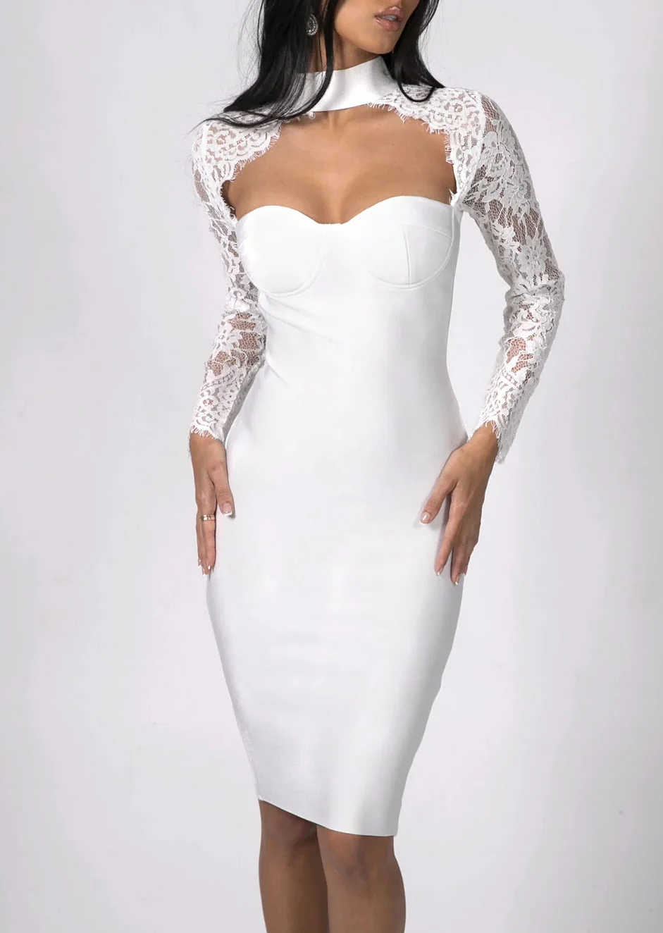 Sex Long Sleeves High Neck Sheath/Column Homecoming Dresses - Image 6