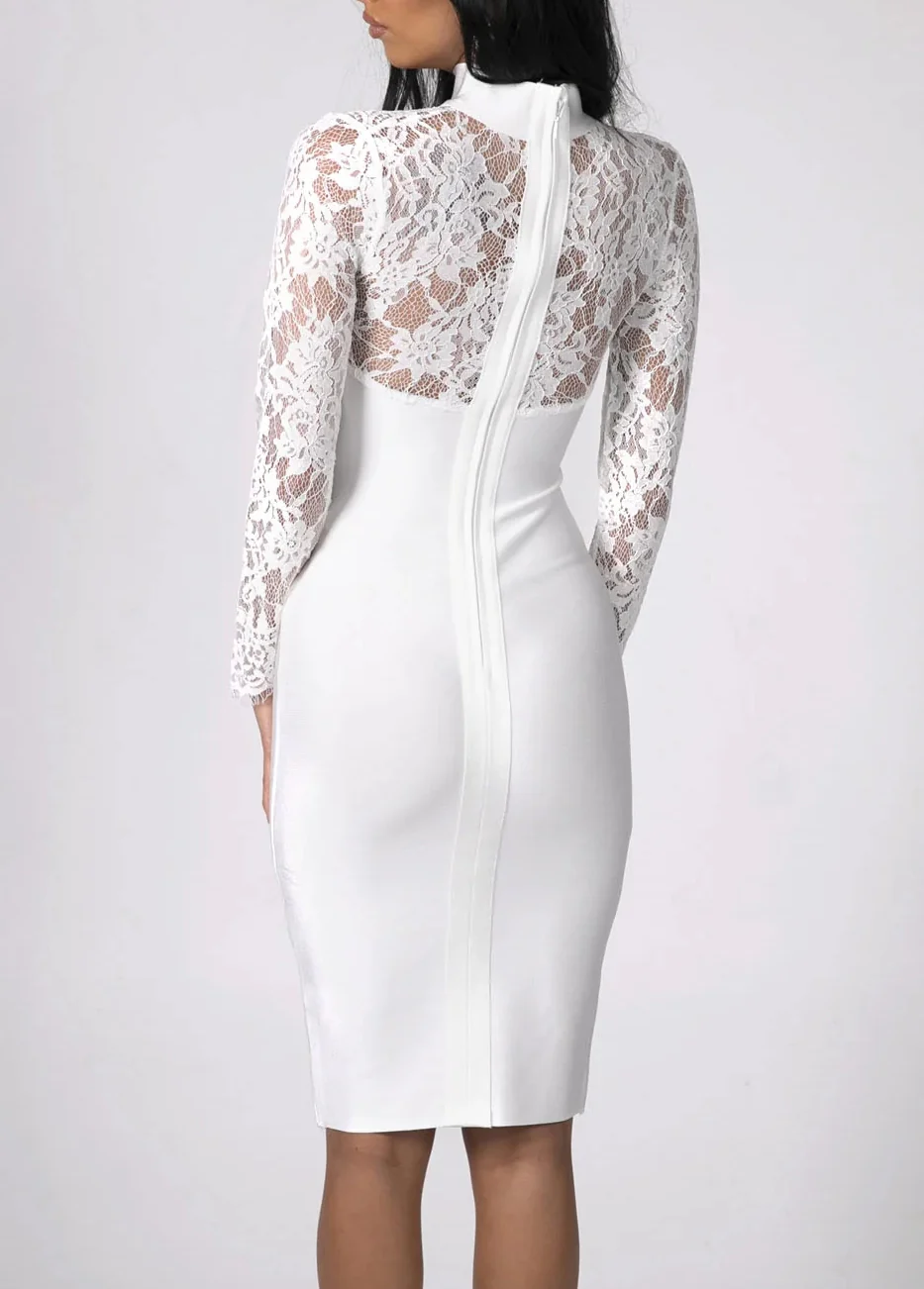 Sex Long Sleeves High Neck Sheath/Column Homecoming Dresses - Image 7