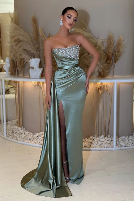 Modern Modest Sleeveless Column Prom Dress Beadings - Image 2