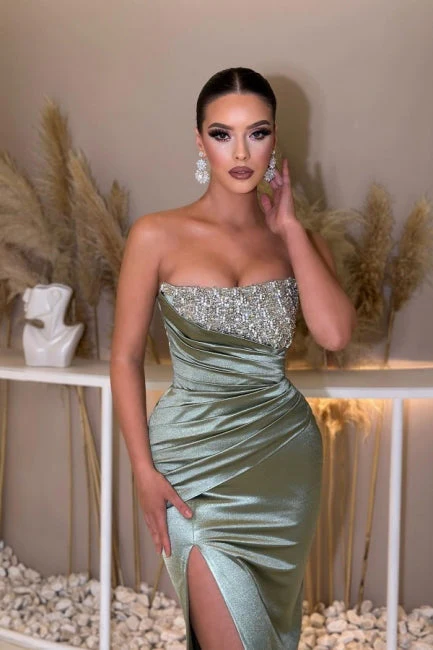 Modern Modest Sleeveless Column Prom Dress Beadings - Image 3
