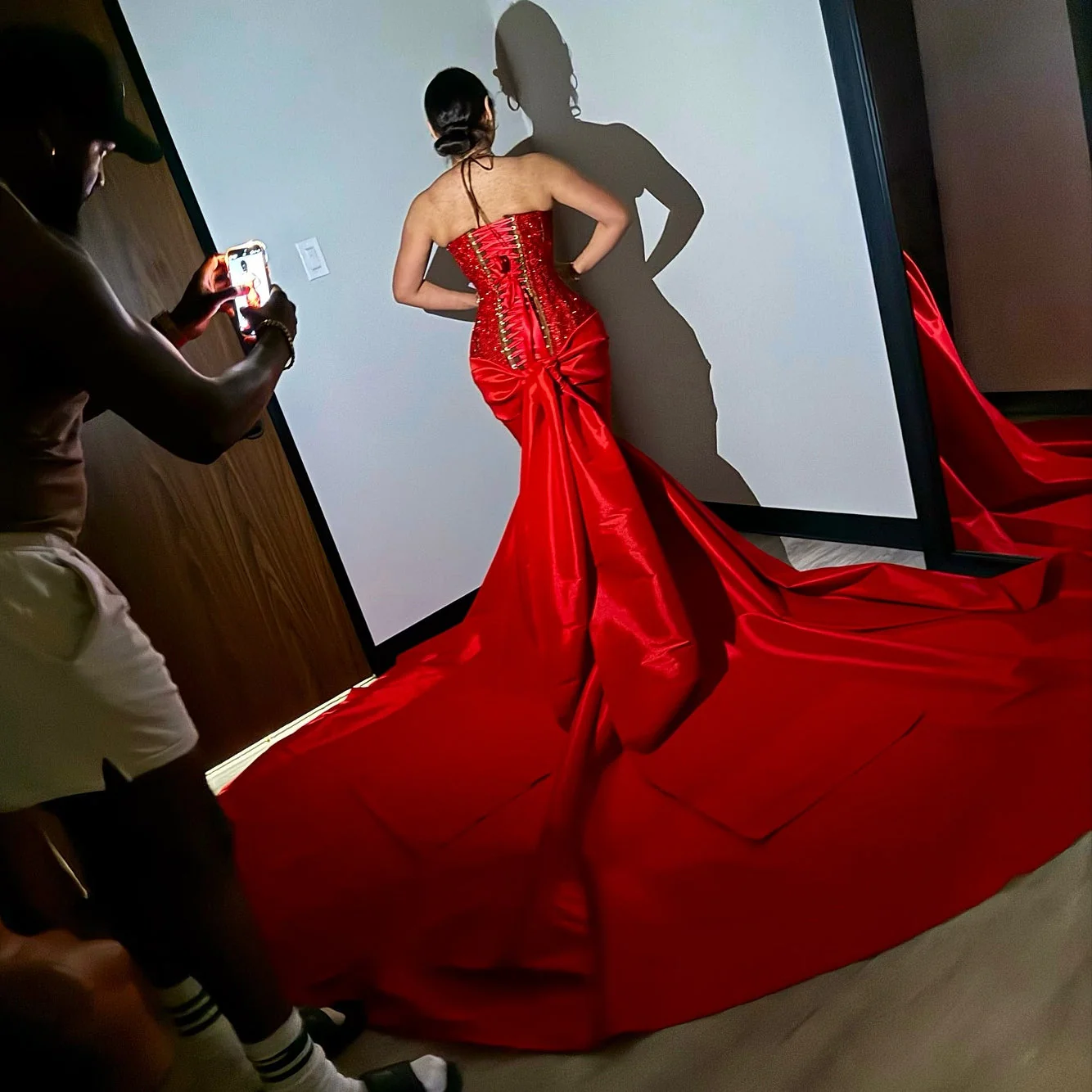 Sexy Red Sweetheart Mermaid Lace Up Sequins Prom Dress - Image 7
