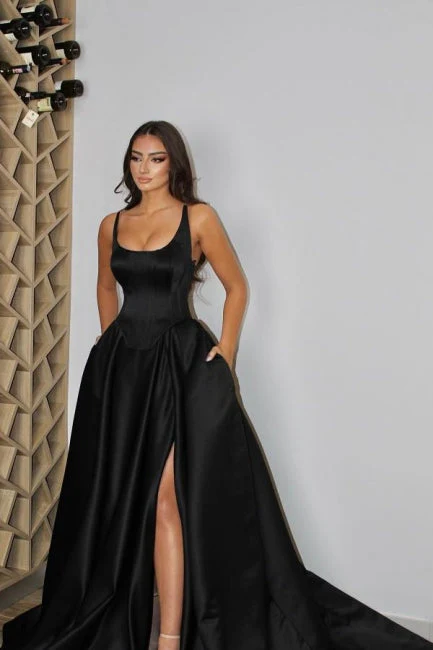 Modern Spaghetti-Straps Sleeveless Long Prom Dress With Front Split - Image 2