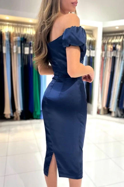 Modern Sweetheart Cap Sleeves Column Prom Dress Ruffles - Image 2