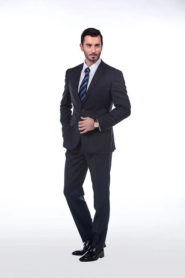 Sharp-looking Plaid Grey Mens Suits Notch Lapel Suits for Men - Image 2