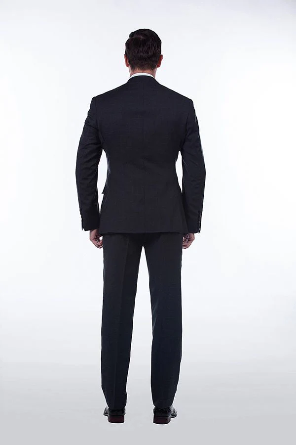 Sharp-looking Plaid Grey Mens Suits Notch Lapel Suits for Men - Image 3